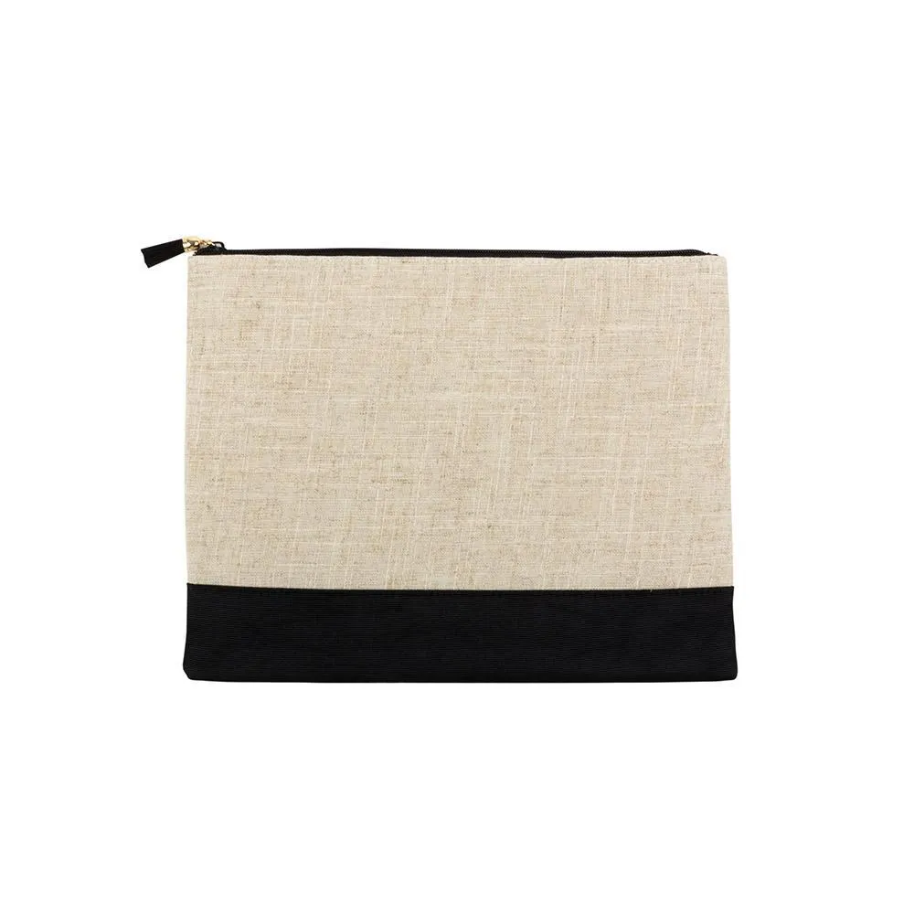 Linen Flat Zipper Pouch