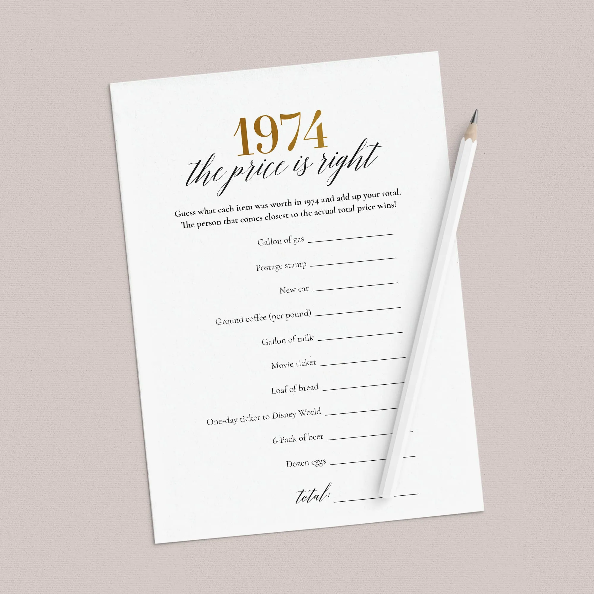 Married In 1974 50th Wedding Anniversary Party Games Bundle Golden