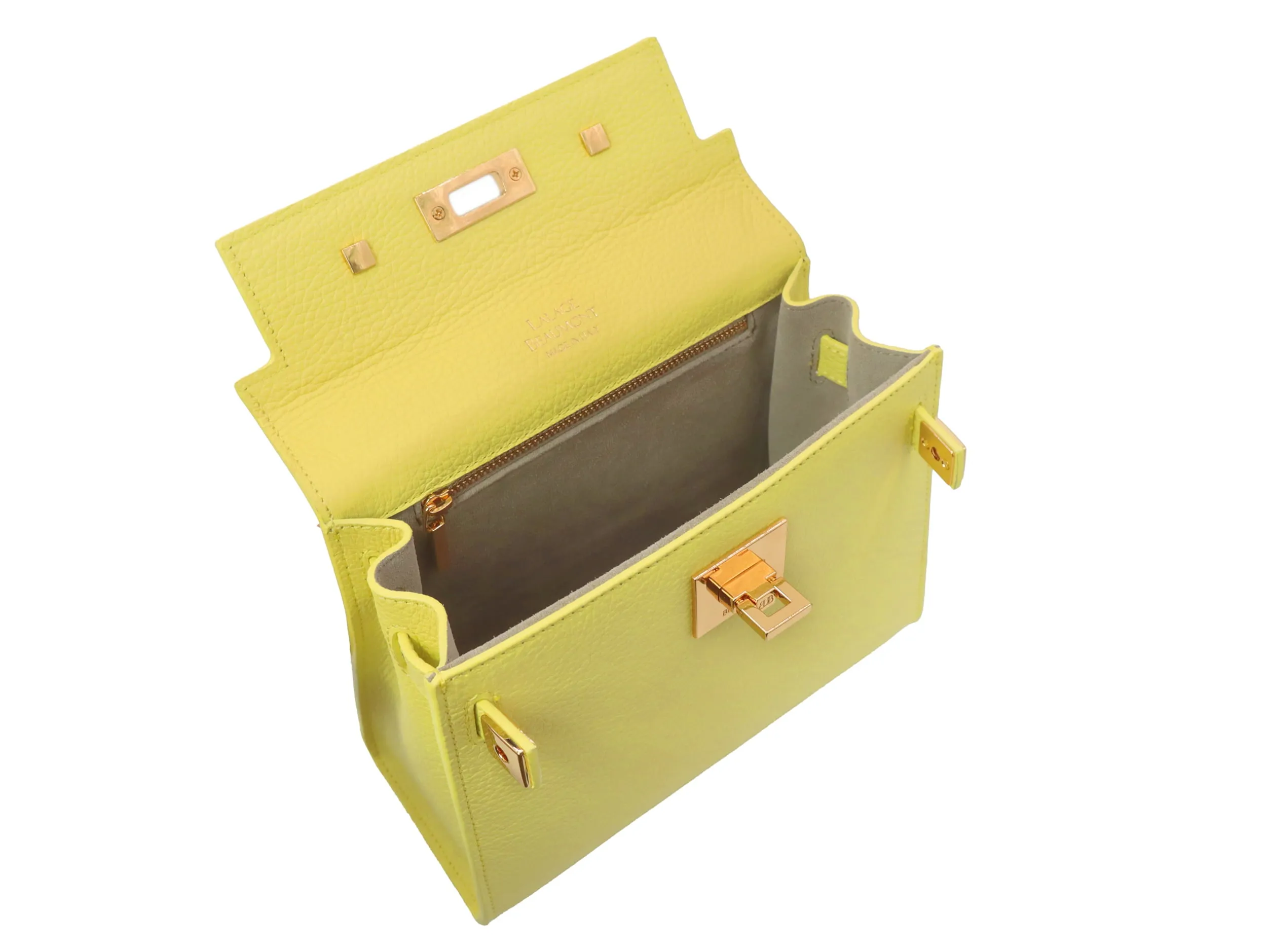 Maya Midi Caribou Soft Grainy Print Calf Leather Handbag - Primrose