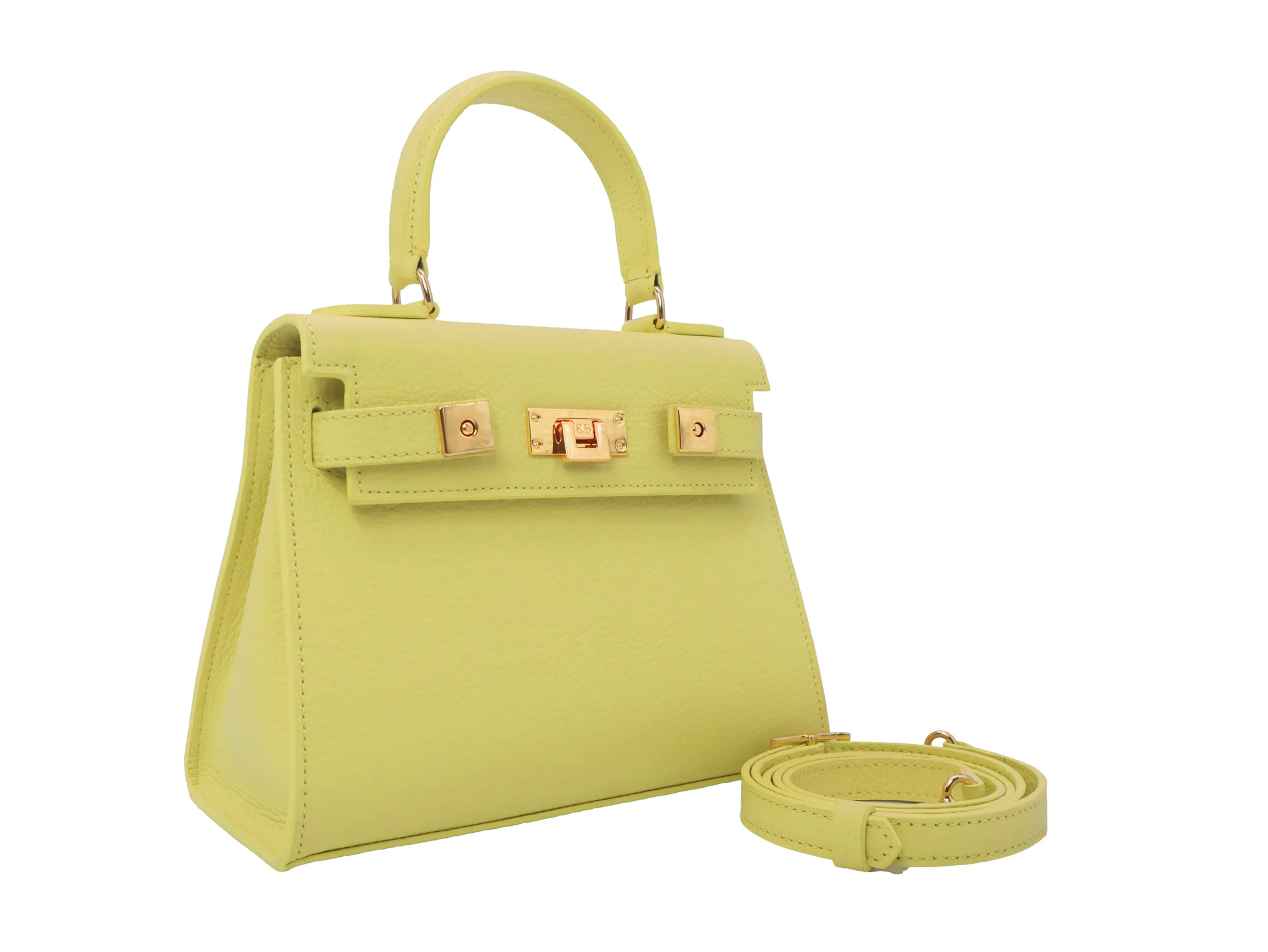 Maya Midi Caribou Soft Grainy Print Calf Leather Handbag - Primrose