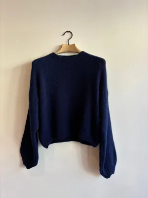 Navy Mohair Balloon Sleeve Jumper