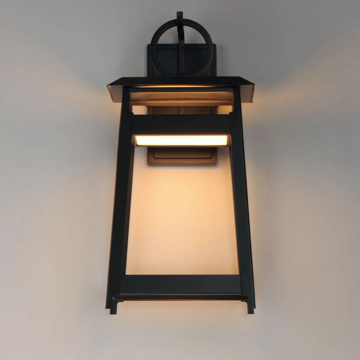 Pagoda 19 in. 2 Lights LED Outdoor Wall Sconce Black Finish