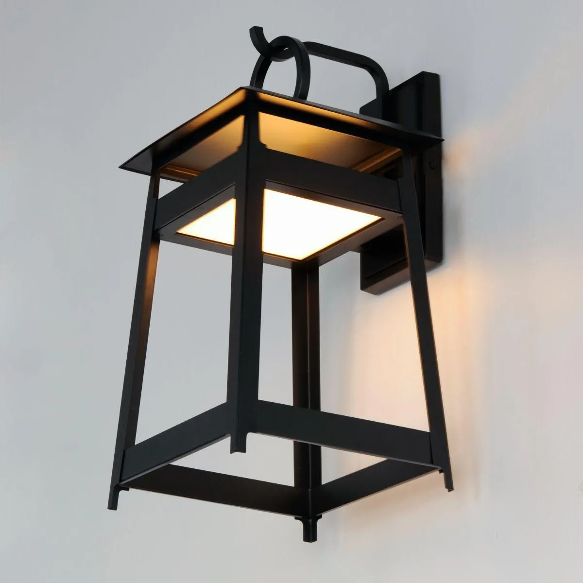 Pagoda 19 in. 2 Lights LED Outdoor Wall Sconce Black Finish