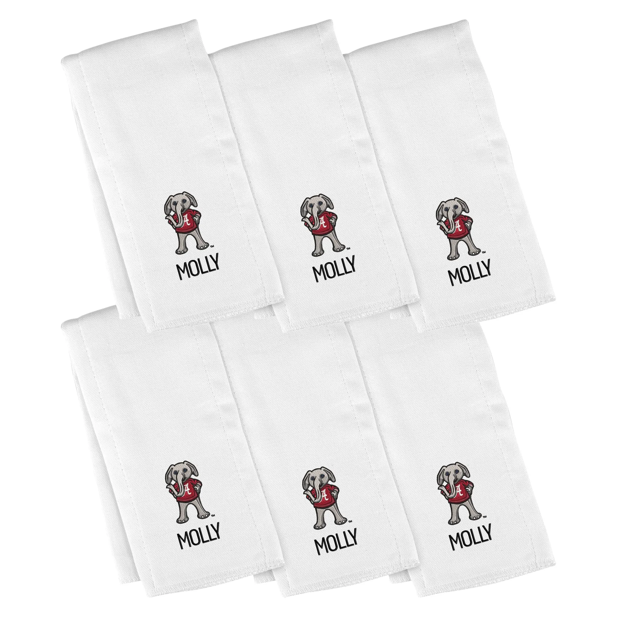 Personalized Alabama Crimson Tide Big Al 6-Pack Burp Cloths