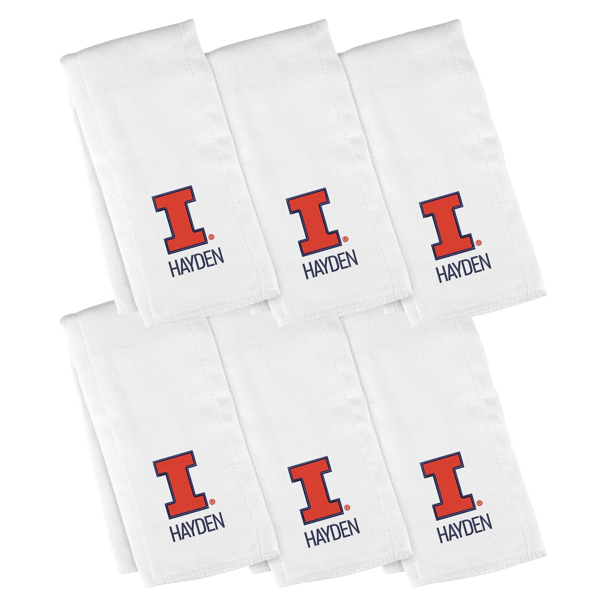 Personalized Illinois Fighting Iliini 6-Pack Burp Cloths