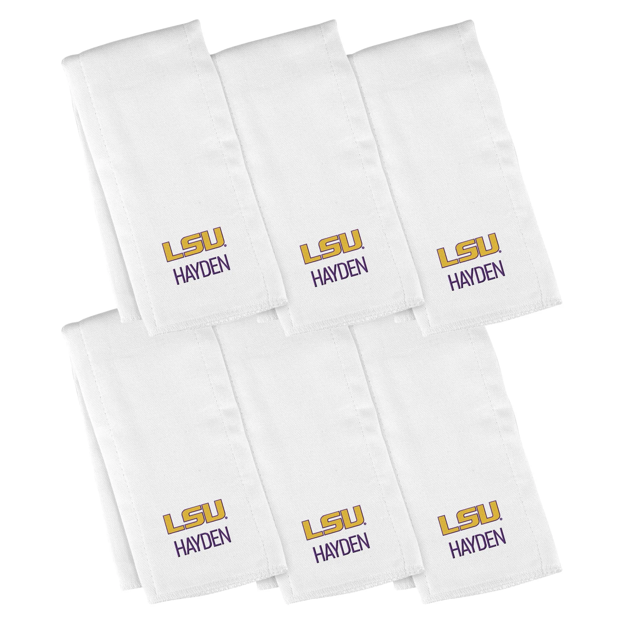 Personalized LSU Tigers 6-Pack Burp Cloths