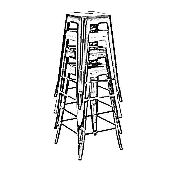 Pewter Finish Tolix Bar Stool