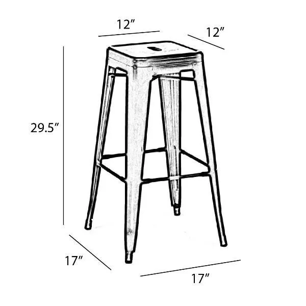 Pewter Finish Tolix Bar Stool