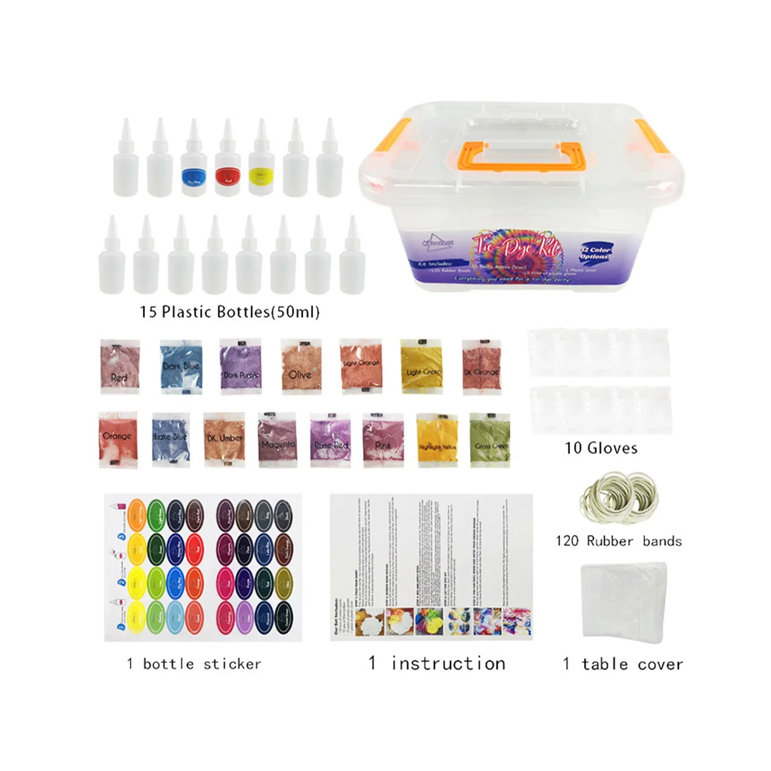 Poppy Crafts One-Step Tie-Dye Party Kit - 15 Colours*