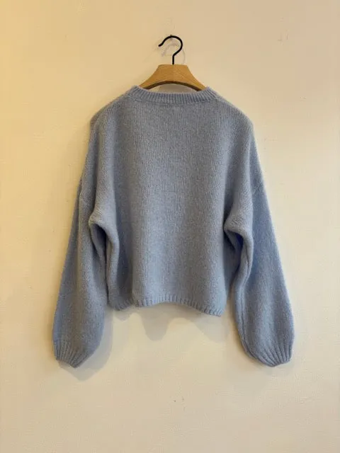 Powder Blue Mohair Balloon Sleeve Jumper