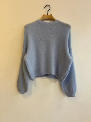 Powder Blue Mohair Balloon Sleeve Jumper