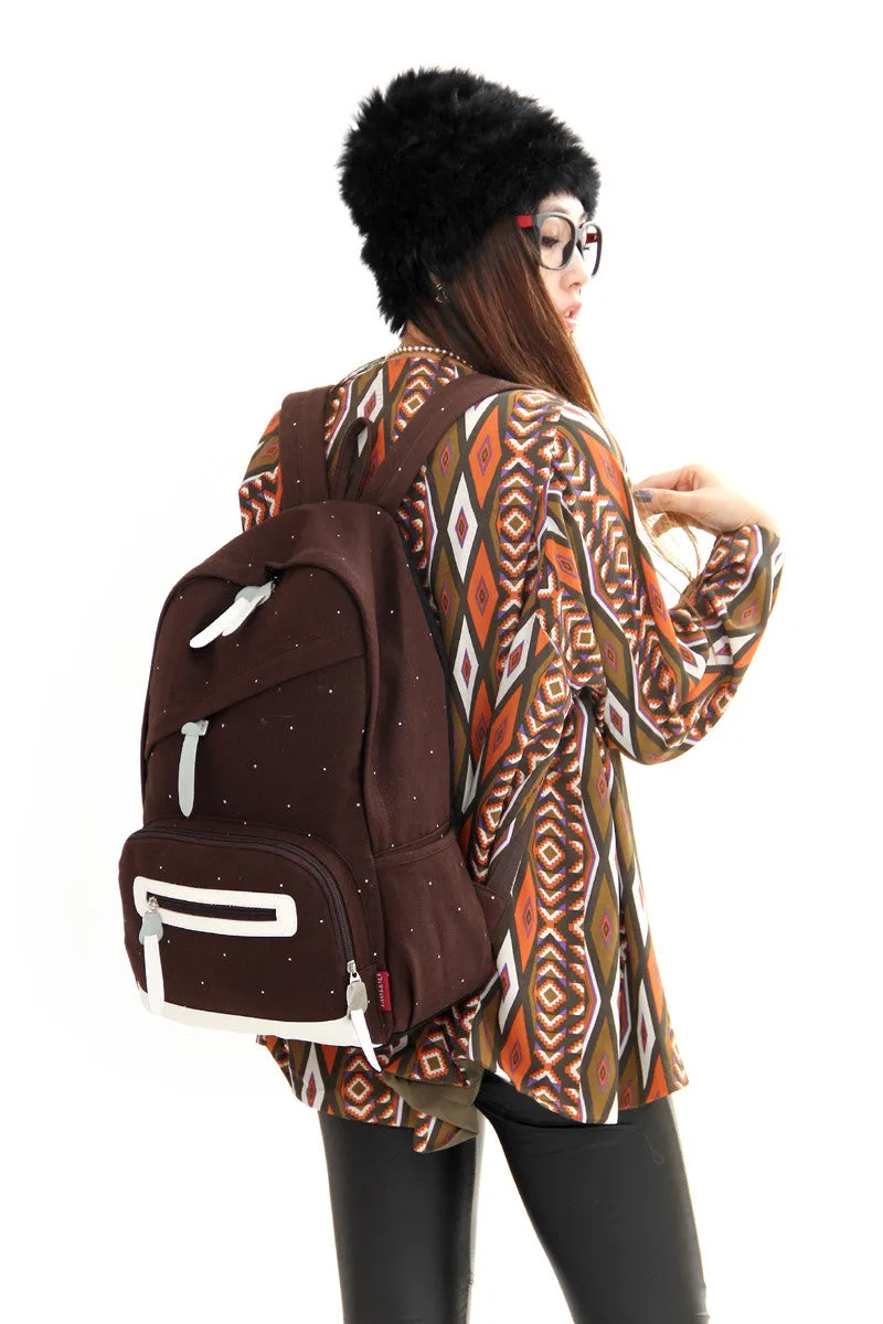 Solid color brief women backpack fashionable casual canvas bag student school bag Men's Backpacks