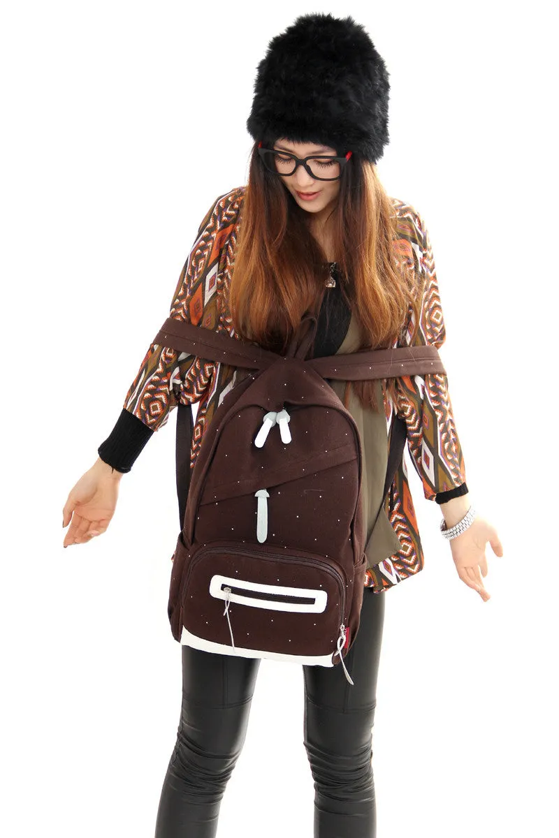 Solid color brief women backpack fashionable casual canvas bag student school bag Men's Backpacks