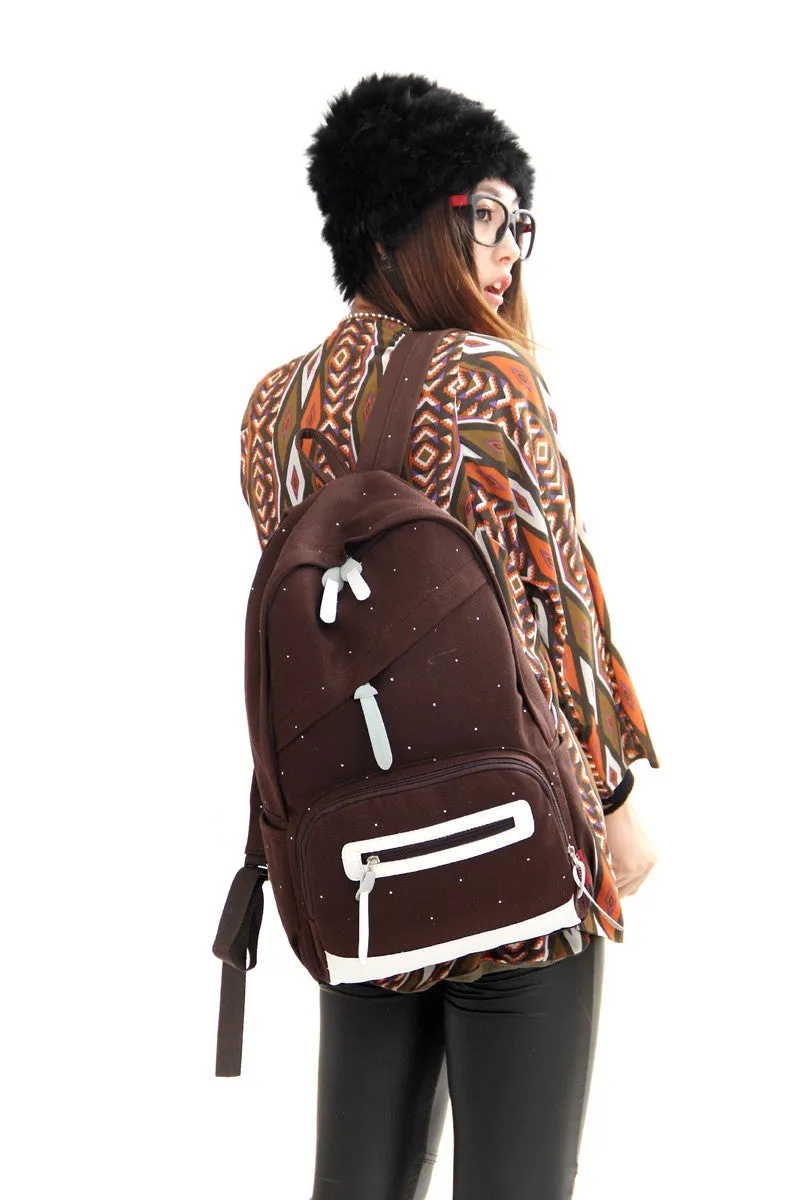 Solid color brief women backpack fashionable casual canvas bag student school bag Men's Backpacks