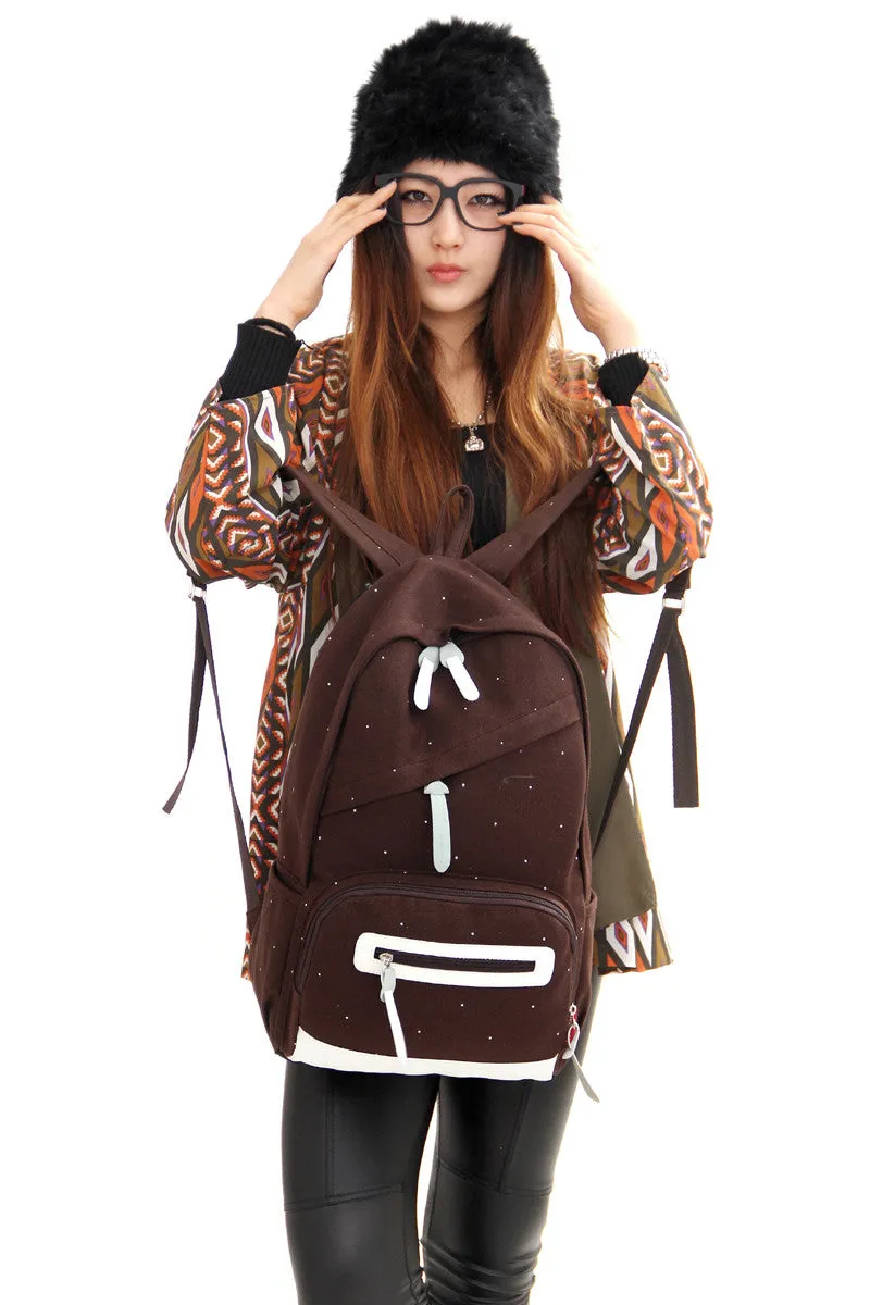 Solid color brief women backpack fashionable casual canvas bag student school bag Men's Backpacks