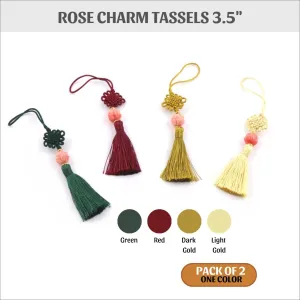 Tassels, rose charm tassels - 3.5" - pack of 2