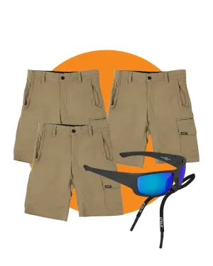 Tradies Jetlite Utility Short Summer Value Pack - Khaki