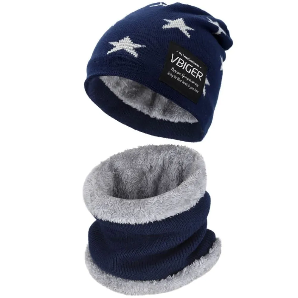 Vbiger Kids Winter Knitted Hat And Infinity Scarf Set 2 Pieces Warm Winter Knitted Set