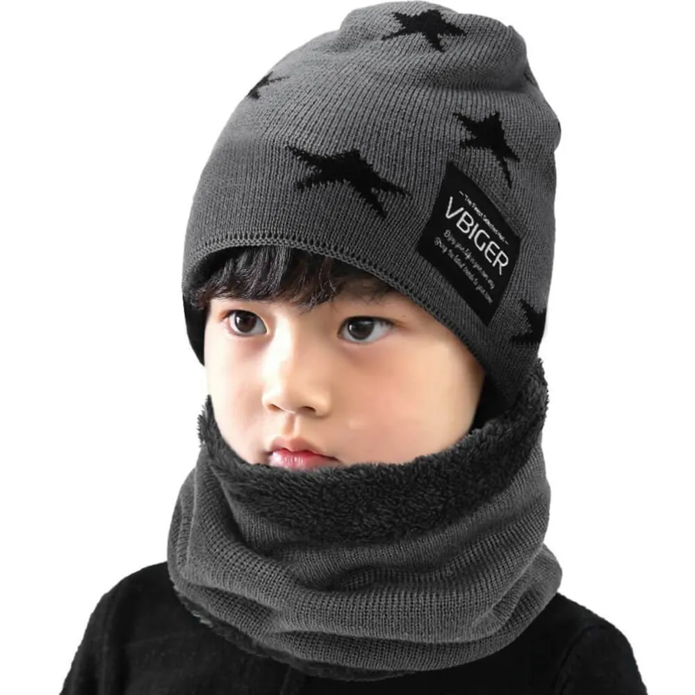 Vbiger Kids Winter Knitted Hat And Infinity Scarf Set 2 Pieces Warm Winter Knitted Set