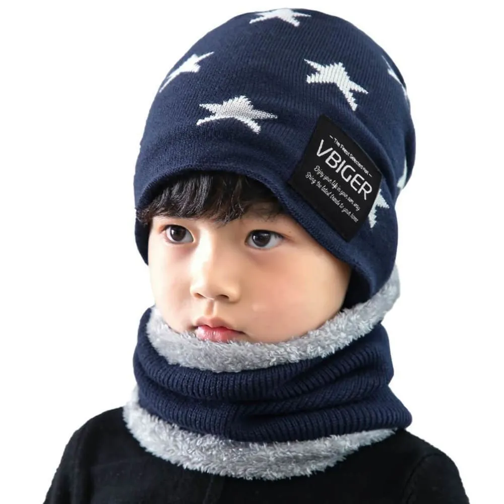 Vbiger Kids Winter Knitted Hat And Infinity Scarf Set 2 Pieces Warm Winter Knitted Set