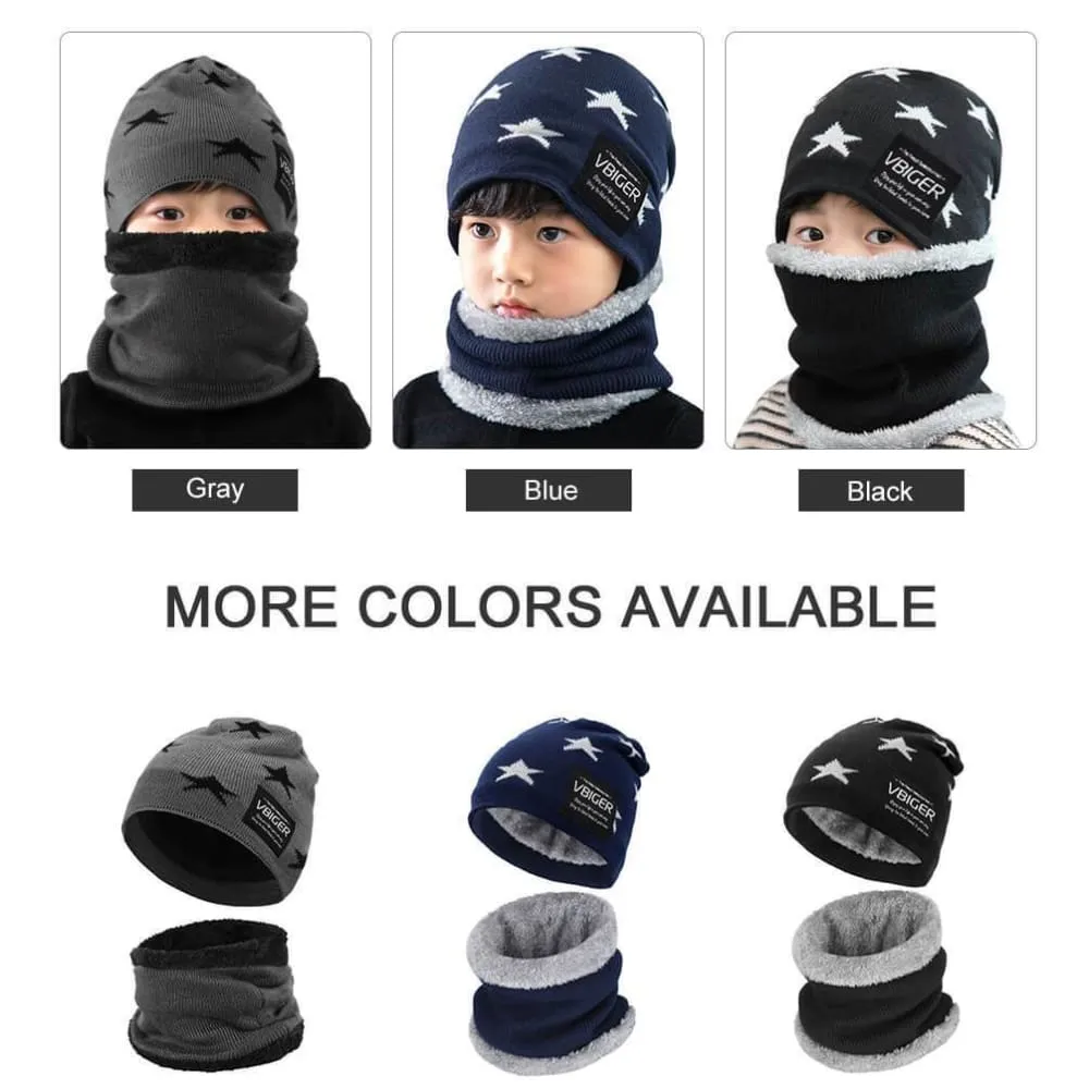 Vbiger Kids Winter Knitted Hat And Infinity Scarf Set 2 Pieces Warm Winter Knitted Set