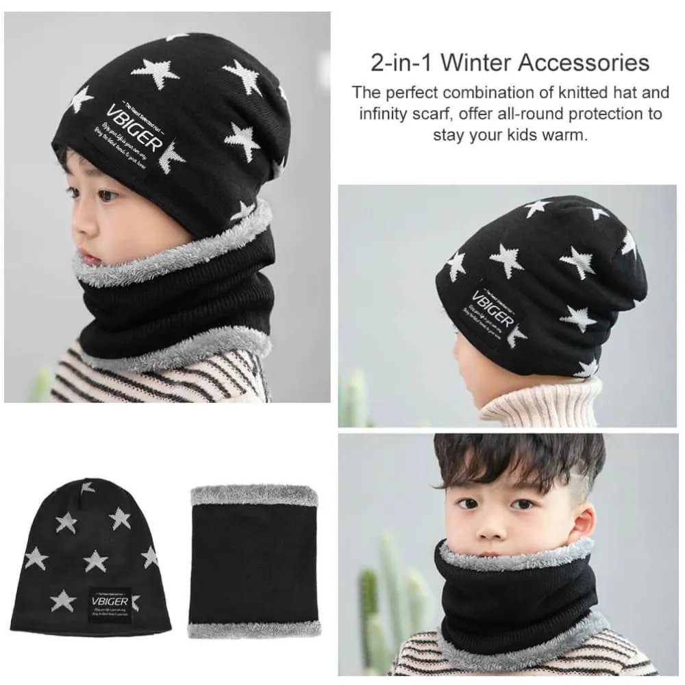 Vbiger Kids Winter Knitted Hat And Infinity Scarf Set 2 Pieces Warm Winter Knitted Set