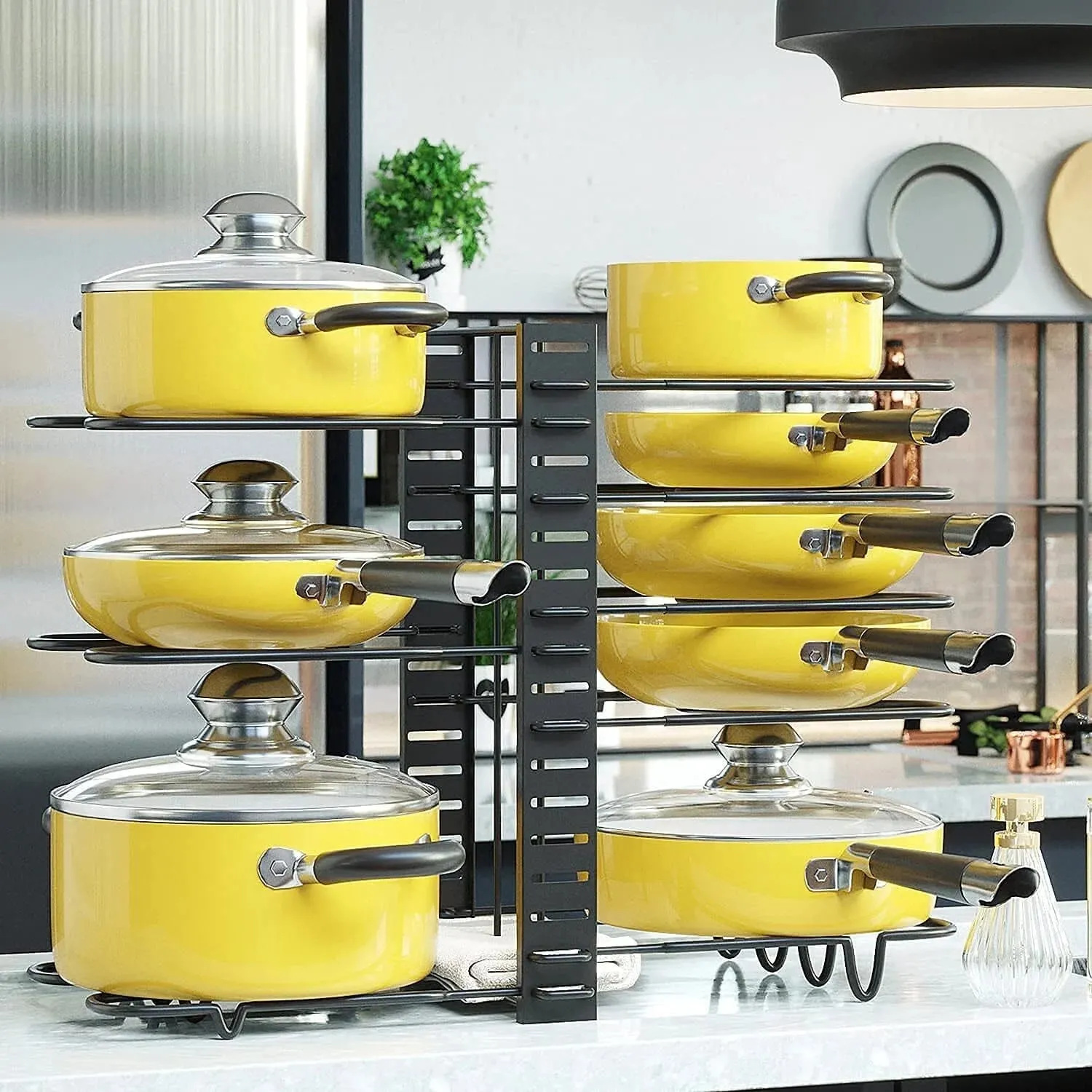 Werseon Pot Organizer Rack 8 Tiers Pots and Pans Organizer, Pot Lid Organizer for Kitchen Cabinet Cookware Organizers and Storage,Upgraded