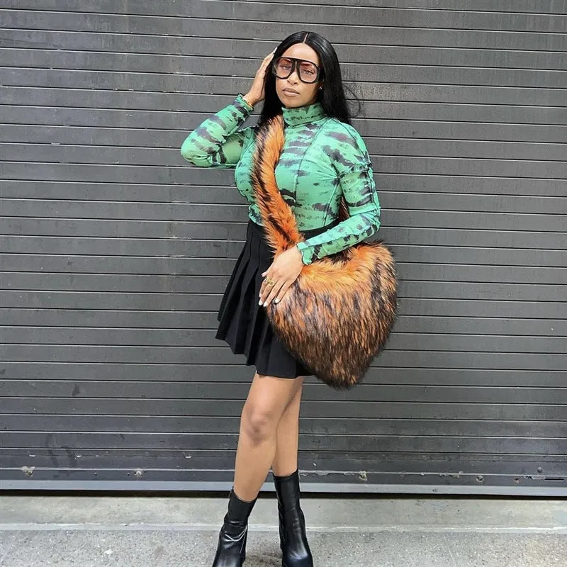 Winter Fleece Shoulder Bags Women Heart Shape Crossbody Bag Plush Large Capacity Love Bag